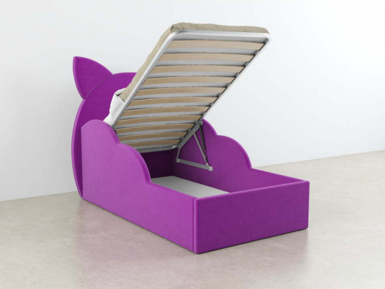 Детская кровать с ушками Китти с подъемным механизмом Relaksan, стиль скандинавский, современный, цвет розовый, сиреневый, фиолетовый