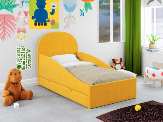 Детская кровать Солнышко с ящиком по цене от 34 000 ₽ , стиль скандинавский, современный, цвет желтый 2 | Детские мягкие кровати