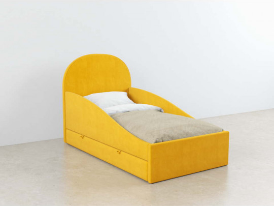 Детская кровать Солнышко с ящиком по цене от 34 000 ₽ , стиль скандинавский, современный, цвет желтый 1 | Детские мягкие кровати