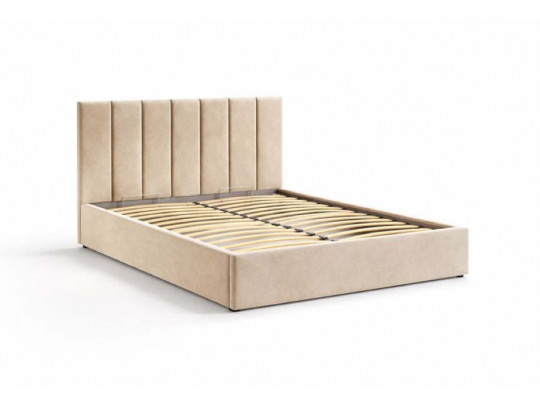 Бежевая двуспальная кровать 160×200 с подъёмным механизмом
