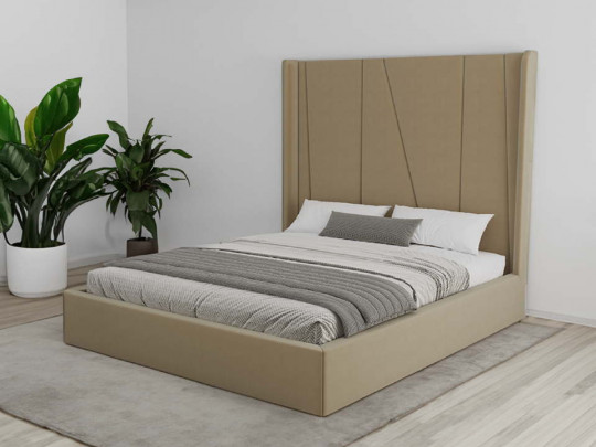 Кровать мягкая Mebelin Лайн-люкс с подъемным механизмом Mebelin, стиль современный, цвет бежевый