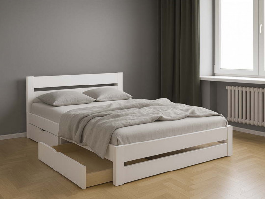 Кровать Бостон с ящиками белый Relaksan, стиль кантри, скандинавский, минимализм, цвет белый