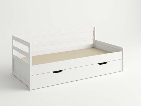 Кровать тахта Дуэт 2 спинки с ящиками белый по цене от 28 333 ₽ , стиль скандинавский, классический, минимализм, цвет белый 2 | Кровати