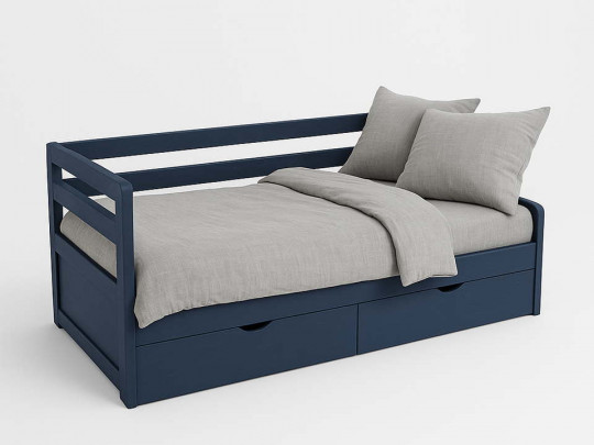 Кровать тахта Дуэт 2 спинки с ящиками синий Relaksan, стиль скандинавский, классический, минимализм, цвет синий