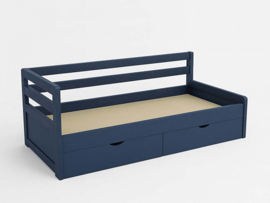 Кровать тахта Дуэт 2 спинки с ящиками синий по цене от 28 333 ₽ , стиль скандинавский, классический, минимализм, цвет синий 1 | Кровати