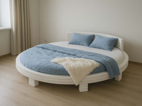 Круглая кровать Нагоя белый Relaksan, стиль современный, японский, цвет белый