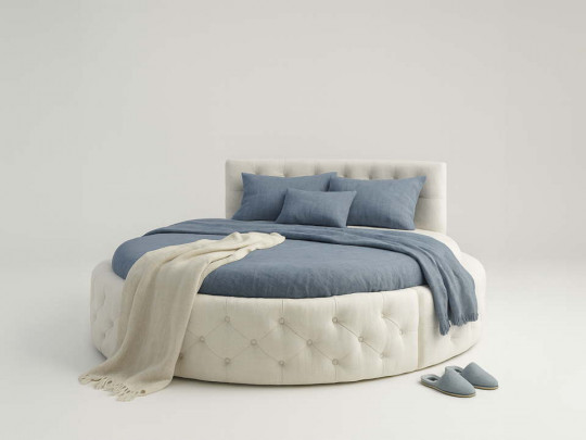 Круглая кровать Хоуп с ящиком белый Relaksan, стиль классический, модерн, рококо, современный, королевский, цвет белый