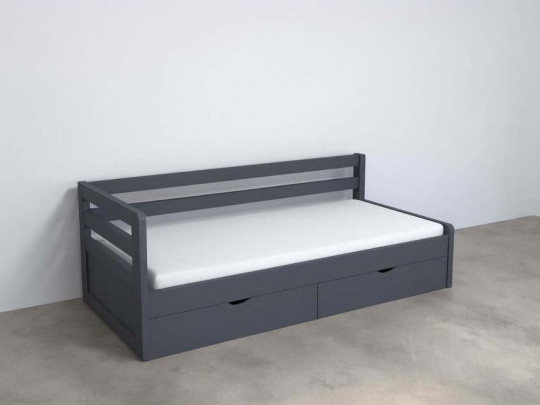 Кровать тахта Дуэт 2 спинки с ящиками серый по цене от 28 333 ₽ , стиль скандинавский, классический, минимализм, цвет серый, светло-серый 2 | Кровати с выкатными ящиками