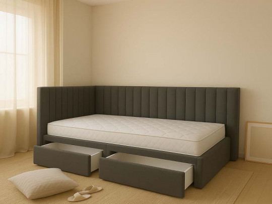 Кровать тахта Корсо с ящиками серый SleepArt, стиль современный, прованс, цвет серый