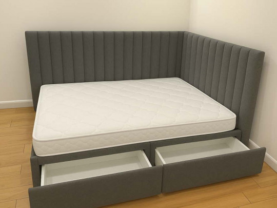 Кровать тахта Корсо с ящиками серый по цене от 60 000 ₽ , стиль современный, прованс, цвет серый 1 | Кровати с выкатными ящиками