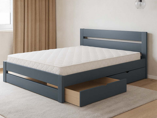 Кровать Бостон с ящиками серый по цене от 27 567 ₽ , стиль кантри, скандинавский, минимализм, цвет серый 3 | Кровати