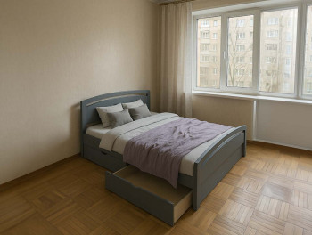 Кровать из массива дерева Регина с 2 ящиками серый