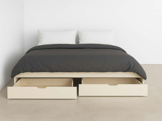 Кровать подиум Генрих на ножках 2 ящика бежевый по цене от 24 650 ₽ , стиль современный, японский, минимализм, цвет бежевый 1 | Кровати