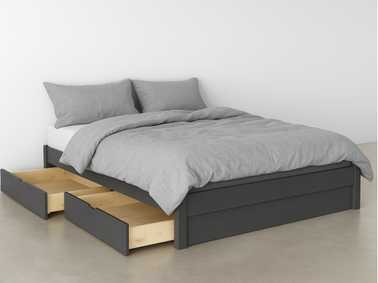Кровать подиум Генрих на ножках 2 ящика серый Relaksan, стиль современный, японский, минимализм, цвет серый