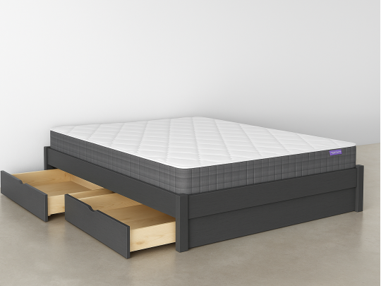 Кровать подиум Генрих на ножках 2 ящика серый по цене от 24 650 ₽ , стиль современный, японский, минимализм, цвет серый 2 | Кровати