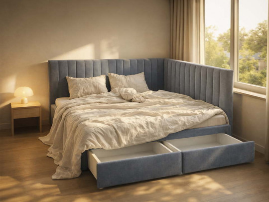 Кровать тахта Корсо с ящиками синий по цене от 60 000 ₽ , стиль современный, цвет синий, голубой 2 | Кровати