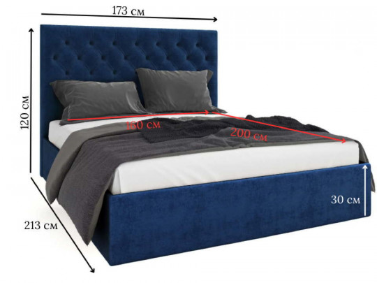 Кровать Маттео с подьемным механизмом по цене от 42 300 ₽ , стиль современный, цвет синий 4 | Кровати Sleepart