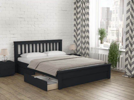 Кровать Агния с ящиками по цене от 31 900 ₽ , стиль классический, скандинавский, винтажный, прованс, цвет черный, венге 2 | Кровати с выкатными ящиками