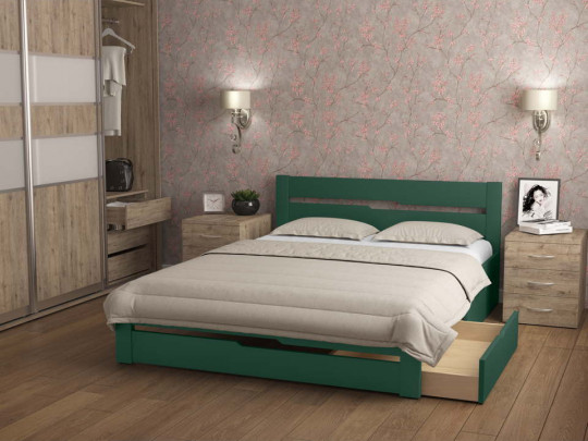 Кровать Андерсен с ящиками по цене от 28 900 ₽ , стиль классический, скандинавский, цвет зеленый, изумрудный 1 | Кровати с выкатными ящиками