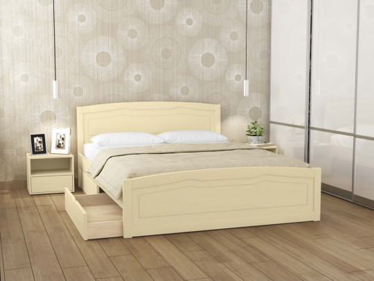 Кровать Ариэль с ящиками Relaksan, стиль классический, скандинавский, цвет бежевый, молочный