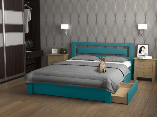 Кровать Соло с ящиками Relaksan, стиль классический, скандинавский, цвет зеленый, изумрудный
