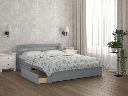 Кровать Карина с ящиками по цене от 26 234 ₽ , стиль классический, скандинавский, минимализм, цвет серый, светло-серый 2 | Кровати с выкатными ящиками