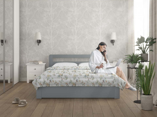 Кровать Карина с ящиками по цене от 26 234 ₽ , стиль классический, скандинавский, минимализм, цвет серый, светло-серый 1 | Кровати с выкатными ящиками