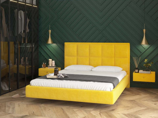 Парящая кровать мягкая Коста Relaksan, стиль современный, цвет желтый