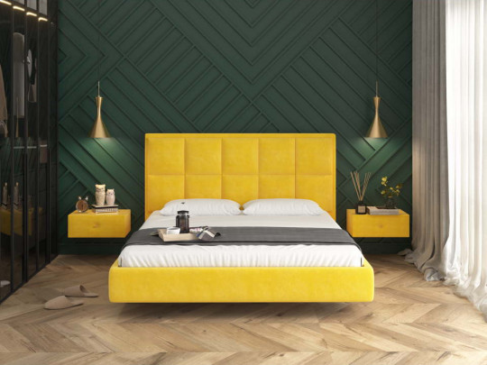 Парящая кровать мягкая Коста по цене от 42 500 ₽ , стиль современный, цвет желтый 1 | Парящие кровати