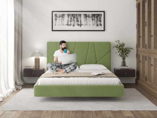 Парящая кровать мягкая Марсель по цене от 51 667 ₽ , стиль современный, цвет зеленый 4 | Парящие кровати