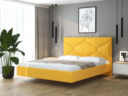 Парящая кровать мягкая Франк по цене от 42 500 ₽ , стиль современный, цвет желтый 1 | Парящие кровати