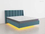 Парящая кровать Фрисби с подсветкой и подъемным механизмом SleepArt, стиль современный, цвет серый, синий