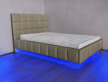 Парящая кровать Бруно с синией подсветкой