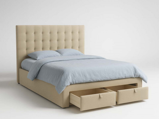 Мягкая кровать Агата с 2 ящиками по цене от 45 115 ₽ , стиль современный, цвет бежевый 6 | Кровати