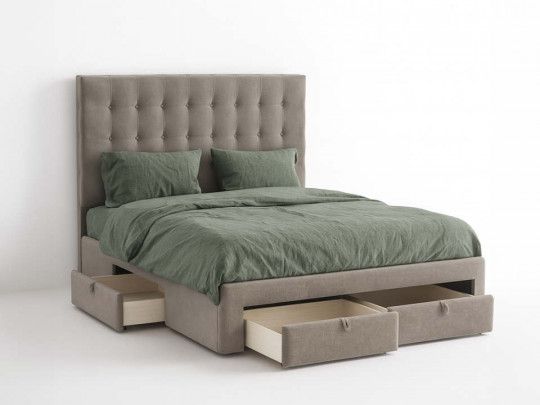 Мягкая кровать Агата с 3 ящиками Relaksan, стиль современный, цвет бежевый