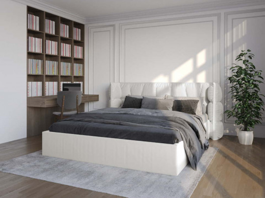 Кровать Mebelin Эфирия (Паулина) Бежевый по цене от 69 400 ₽ , стиль современный, цвет бежевый 2 | Кровати из экокожи