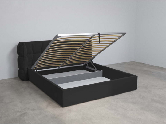 Кровать Mebelin Эфирия (Паулина) с подъемным механизмом Черный по цене от 73 400 ₽ , стиль современный, цвет черный 1 | Кровати с подъемным механизмом
