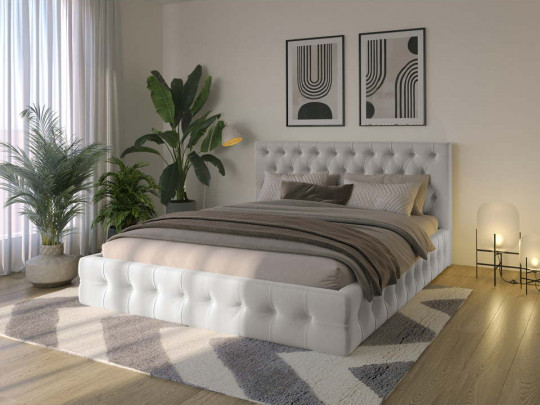 Кровать Mebelin Элегант (Венеция) Бежевый по цене от 44 800 ₽ , стиль современный, цвет бежевый 1 | Кровати с каретной стяжкой