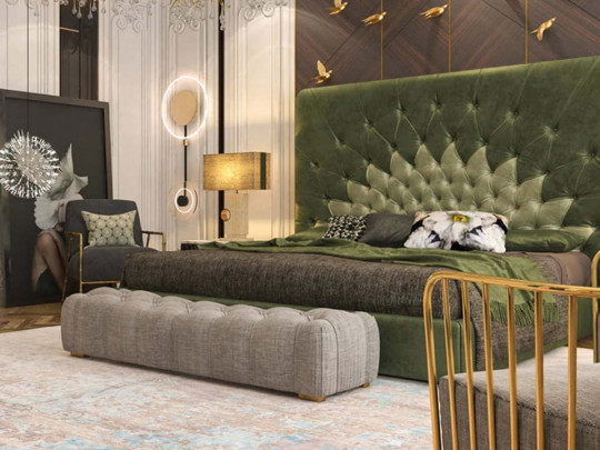 Кровать Testiera Diz 15 | Кровати - 2 Кровать Testiera Diz 15 по цене от 61 250 ₽ , стиль арт-деко, современный, королевский, винтажный, цвет зеленый 2 | Кровати