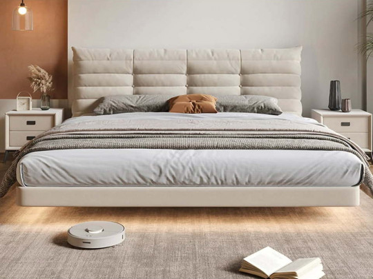 Парящая кровать Testiera Fly 15 с подсветкой по цене от 81 250 ₽ , стиль минимализм, цвет светло-серый 2 | Парящие кровати