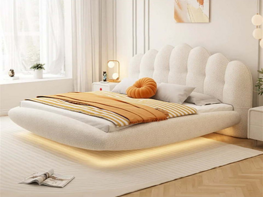 Парящая кровать Testiera Fly 1 с подсветкой | Парящие кровати - 1 Парящая кровать Testiera Fly 1 с подсветкой по цене от 88 250 ₽ , стиль арт-деко, цвет белый 1 | Парящие кровати