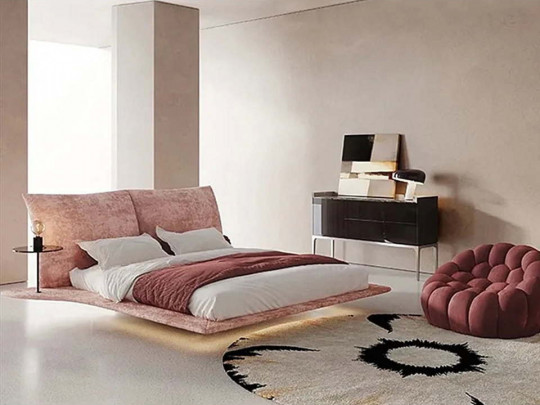 Парящая кровать Testiera Fly 26 с подсветкой | Парящие кровати - 2 Парящая кровать Testiera Fly 26 с подсветкой по цене от 91 250 ₽ , стиль арт-деко, цвет розовый 2 | Парящие кровати