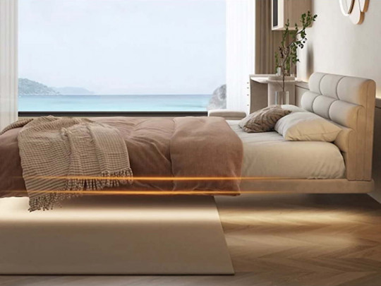 Парящая кровать Testiera Fly 31 с подсветкой | Парящие кровати - 6 Парящая кровать Testiera Fly 31 с подсветкой по цене от 71 250 ₽ , стиль минимализм, цвет светло-серый 6 | Парящие кровати