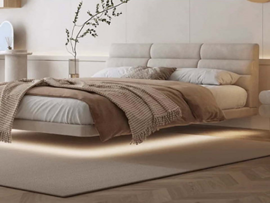 Парящая кровать Testiera Fly 31 с подсветкой | Парящие кровати - 3 Парящая кровать Testiera Fly 31 с подсветкой по цене от 71 250 ₽ , стиль минимализм, цвет светло-серый 3 | Парящие кровати