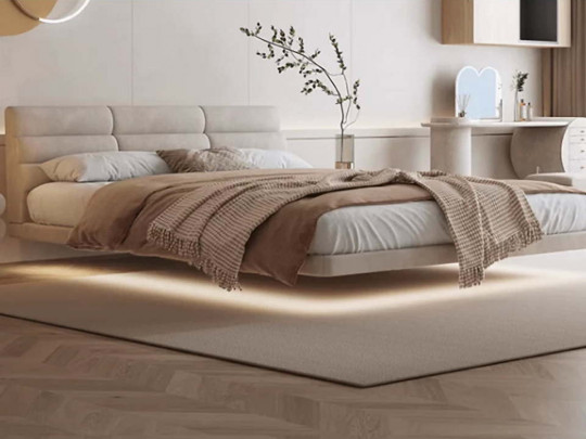 Парящая кровать Testiera Fly 31 с подсветкой | Парящие кровати - 4 Парящая кровать Testiera Fly 31 с подсветкой по цене от 71 250 ₽ , стиль минимализм, цвет светло-серый 4 | Парящие кровати