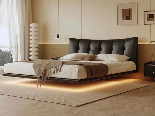 Парящая кровать Testiera Fly 32 с подсветкой | Парящие кровати - 2 Парящая кровать Testiera Fly 32 с подсветкой по цене от 71 250 ₽ , стиль современный, цвет бежевый 2 | Парящие кровати