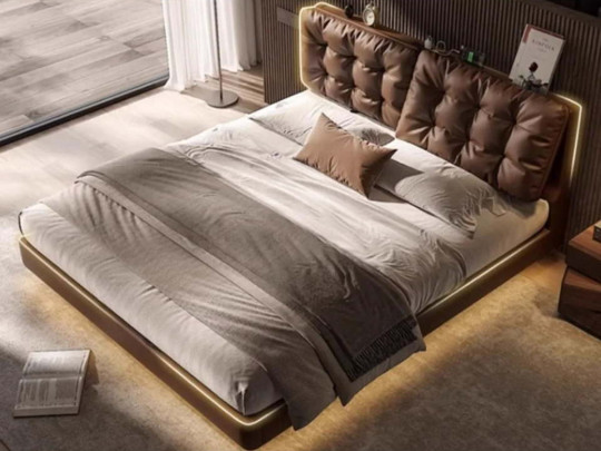 Парящая кровать Testiera Fly 38 с подсветкой | Парящие кровати - 4 Парящая кровать Testiera Fly 38 с подсветкой по цене от 91 250 ₽ , стиль арт-деко, современный, цвет коричневый 4 | Парящие кровати