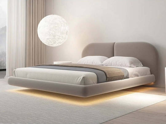 Парящая кровать Testiera Fly 5 с подсветкой по цене от 70 250 ₽ , стиль современный, цвет молочный, бежевый 7 | Парящие кровати