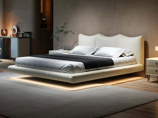 Парящая кровать Testiera Fly 17 с подсветкой Testiera, стиль современный, цвет белый