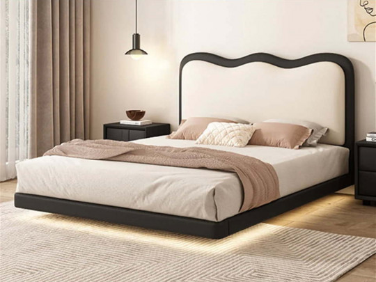 Парящая кровать Testiera Fly 19 с подсветкой Testiera, стиль неоклассика, цвет бежевый